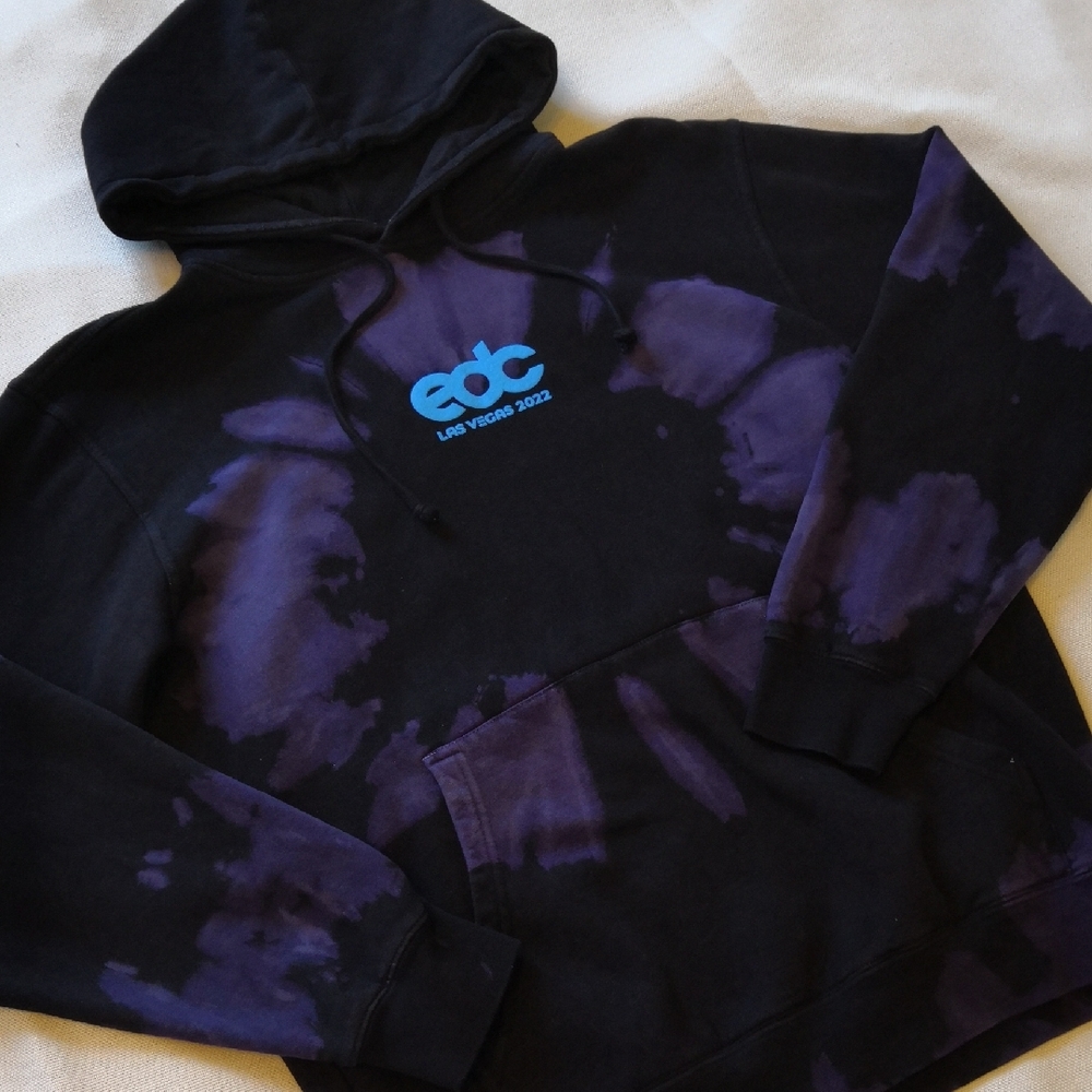 EDC Black and Purple Tie-Dye Men's Hoodie Las Vegas 2022
